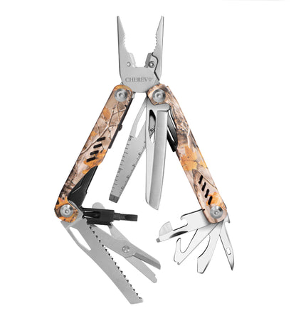 19-in-1 Camo Stainless Steel Multi Tool Pliers with Self-Driver Bits Adaptor