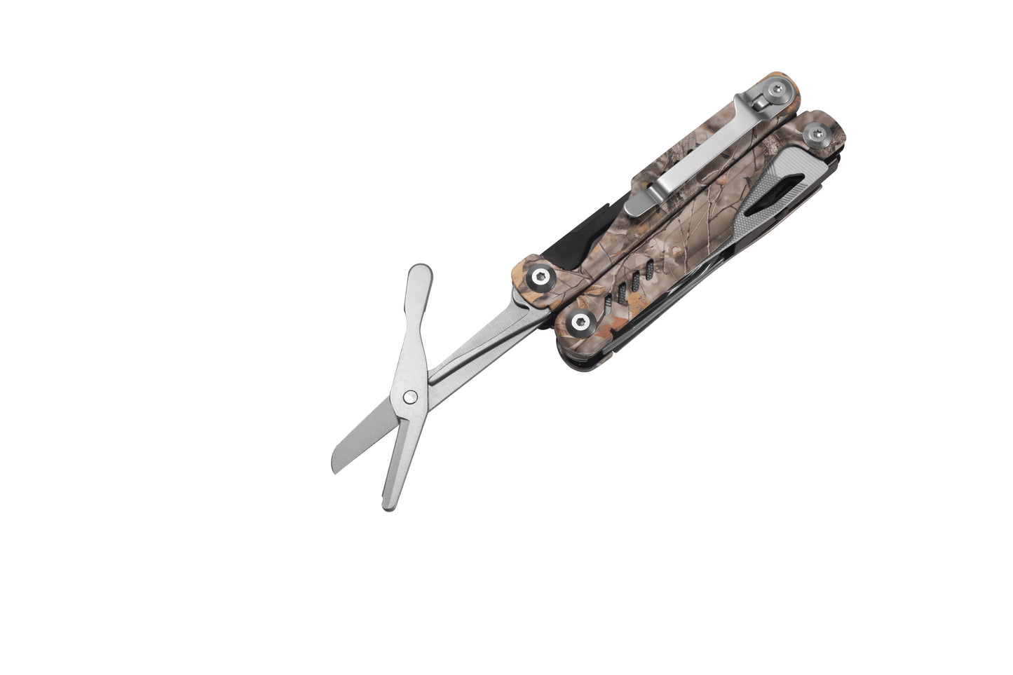 19-in-1 Camo Stainless Steel Multi Tool Pliers with Self-Driver Bits Adaptor